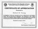 Korean War appreciation certificate